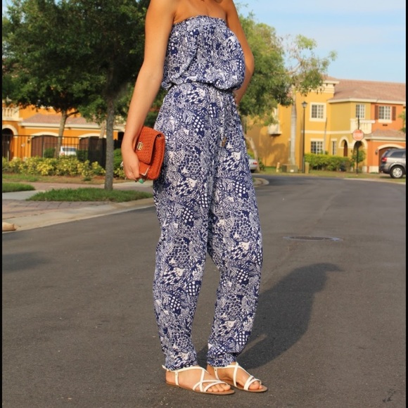 Lilly for Target blue and white jumpsuit