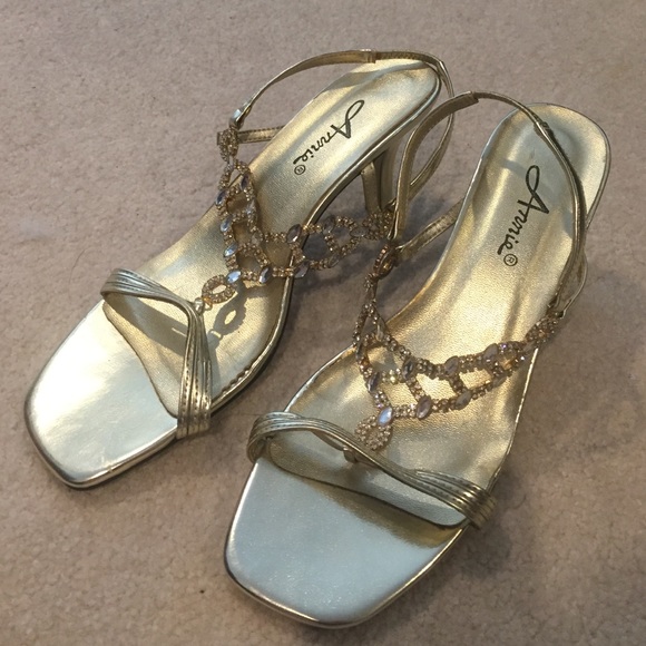 Annie gold crystal heel