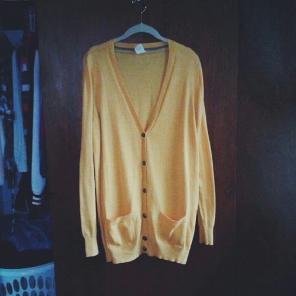 Bright yellow cardigan