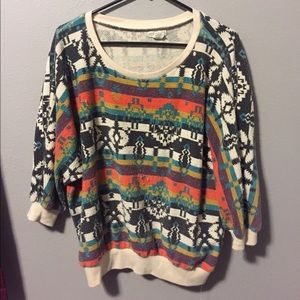Aztec print oversize pullover sweater.