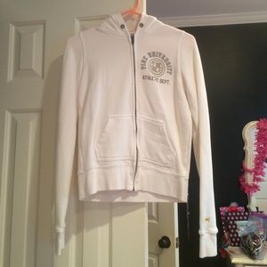 Victoria secret white zip up with hood.
