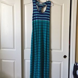 Teal and blue stripped maxi dress