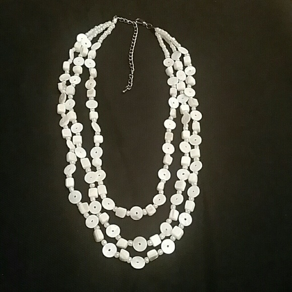 White multi strand necklace
