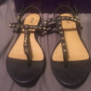Black and Gold studded Sandals