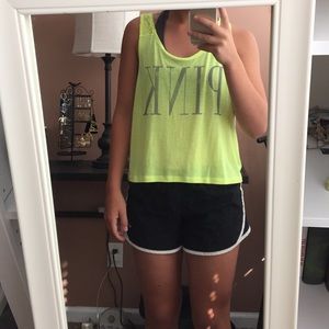 Neon yellow Victoria Secret Pink tank top