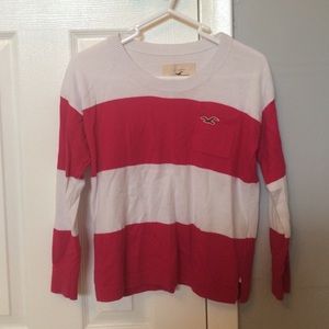 Hollister pink & white stripped sweater