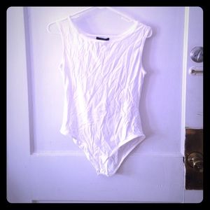 White leotard with 2 snaps on bottom