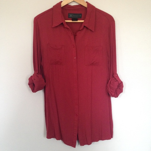 Long Maroon Button Down