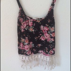 Fringe floral crop top