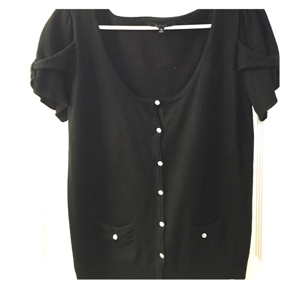 Black short sleeve cardigan