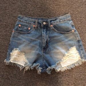 High waisted denim shorts