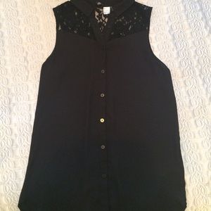 Sleeveless black blouse
