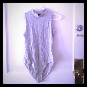 Grey low turtle neck, leotard