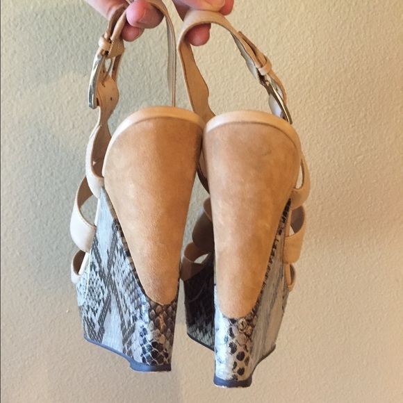 Nude + Snakeskin Wedges - Picture 2 of 4