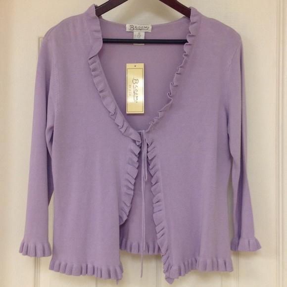 Ruffle V-Neck Open Cardigan
