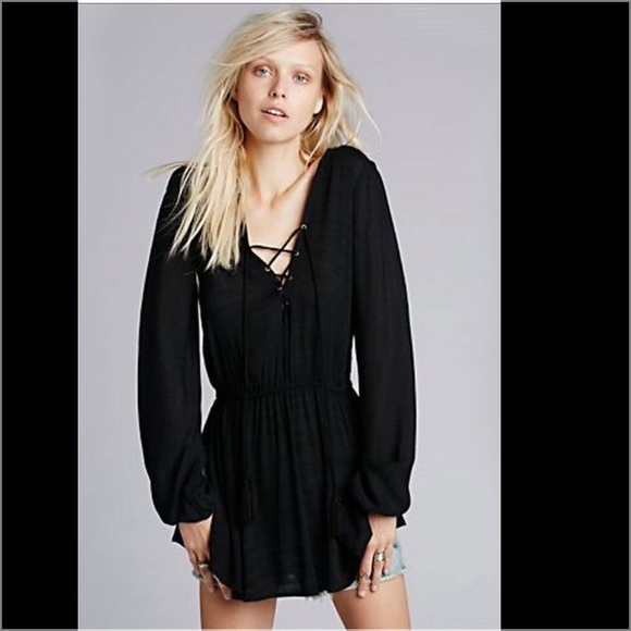 Free People lace up bohemian tunic - Picture 3 of 4