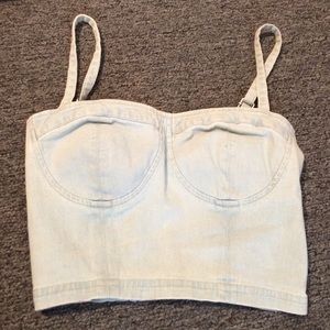 Denim cropped bustier top