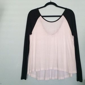 Long sleeve low back baseball shirt