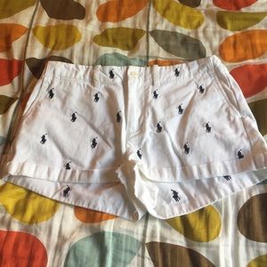 White Polo Shorts with Navy Polo Symbol