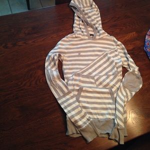 Grey/White Striped Hoodie