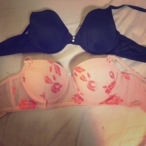 Aerie navy bra and hot pink bra (2 bras)