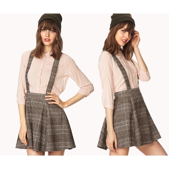 Forever 21 Dresses & Skirts - Plaid Skirt with Overalls NWT