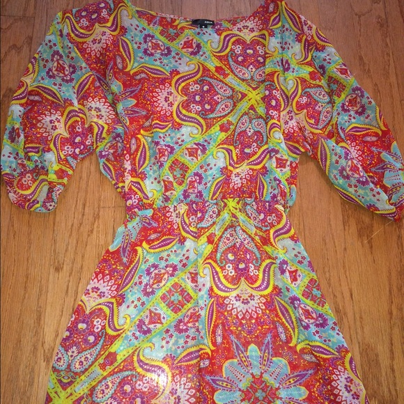 AQUA colorful boho coverup dress