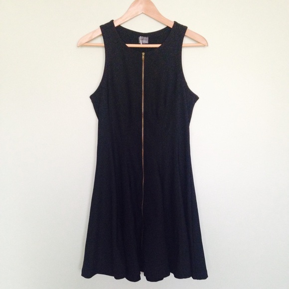 Black Zip Front Skater Dress