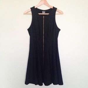 Black Zip Front Skater Dress