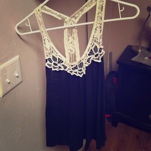 Black tank top with lace