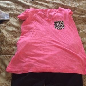 Pink and black yoga outfit