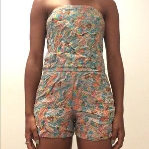 Floral Strapless Romper