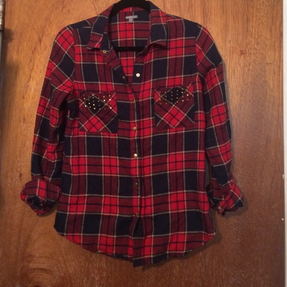Printed flannel with studs - Picture 1 of 3