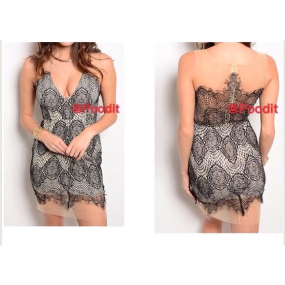 Stunning black/nude dress, size S - Picture 4 of 4