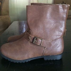 Cognac Studded Ankle Boots