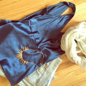 Reduced! J. Crew Silk Tank Shell Slate Blue