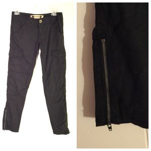 Black FreeStyle Cotton Cargo Pants, zip at hem 1