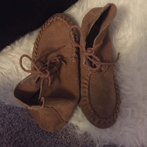 Brown suede moccasins