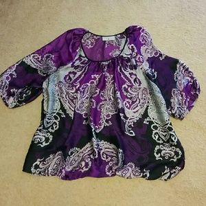 Purple, black, and silver top.