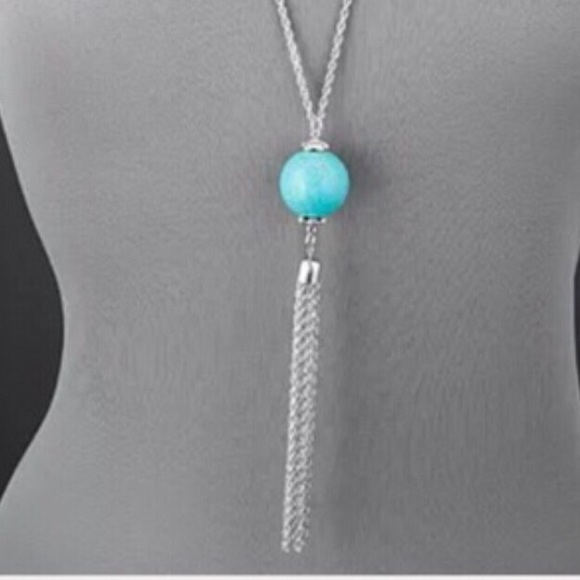 💠Silver Chain Turquoise Ball w/Tassels💠 - Picture 2 of 2