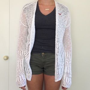 Hollister white cardigan