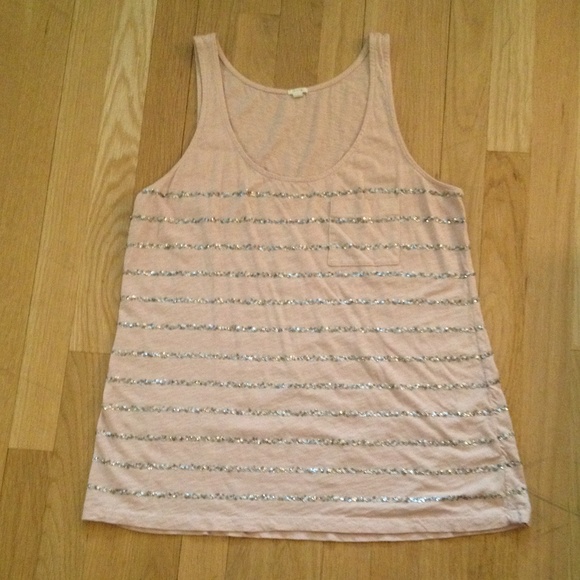 Light pink with silver sequin striped tank top