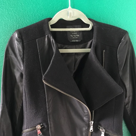 Zara TRF Combination Faux Leather Jacket M