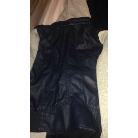 Wet Seal Jackets & Coats Grey Navy Faux Leather Jacket Poshmark