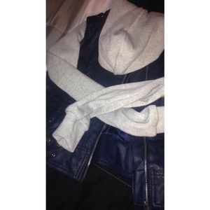 Grey / navy faux leather jacket