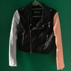 Nasty Gal Colorblocked Faux Leather Jacket S