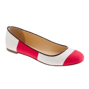 J.CREW Red White Stripe Nora Ballet Slippers