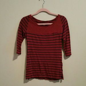 Striped 3/4 length sleeves shirt