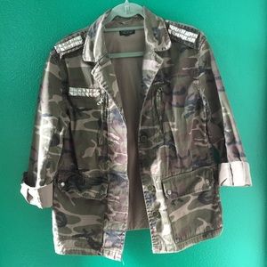Topshop Studded Camouflage Jacket US 6