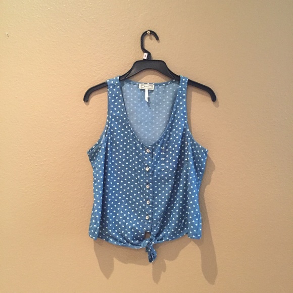 Dark blue blouse with little white hearts